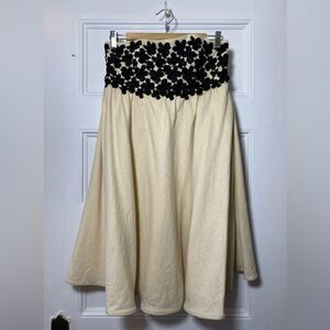 Tibi New York | Linen Strapless Dress with Floral Appliqué